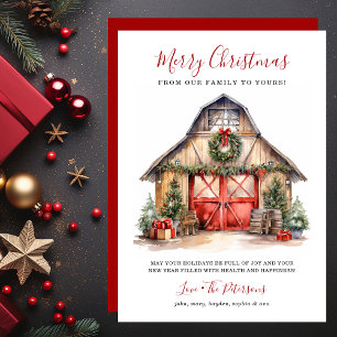 Rustic Winter Barn Christmas Holiday Card