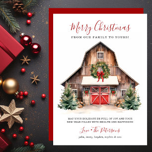 Rustic Winter Barn Christmas Holiday Card