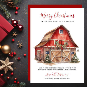 Rustic Winter Barn Christmas Holiday Card