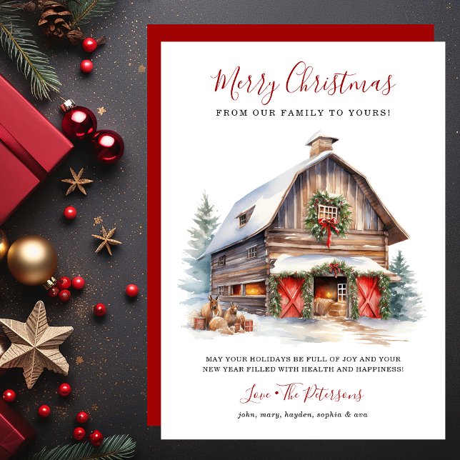 Rustic Winter Barn Christmas Holiday Card (Creator Uploaded)