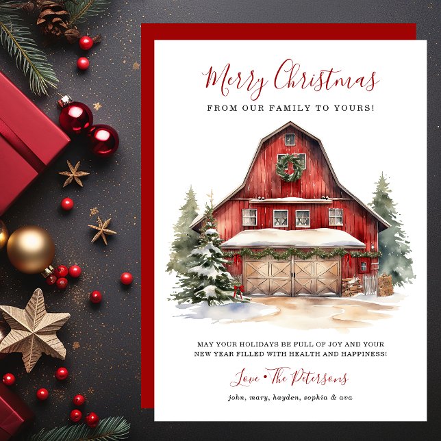 Rustic Winter Barn Christmas Holiday Card (Creator Uploaded)
