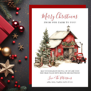 Rustic Winter Barn Christmas Holiday Card