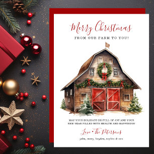 Rustic Winter Barn Christmas Holiday Card