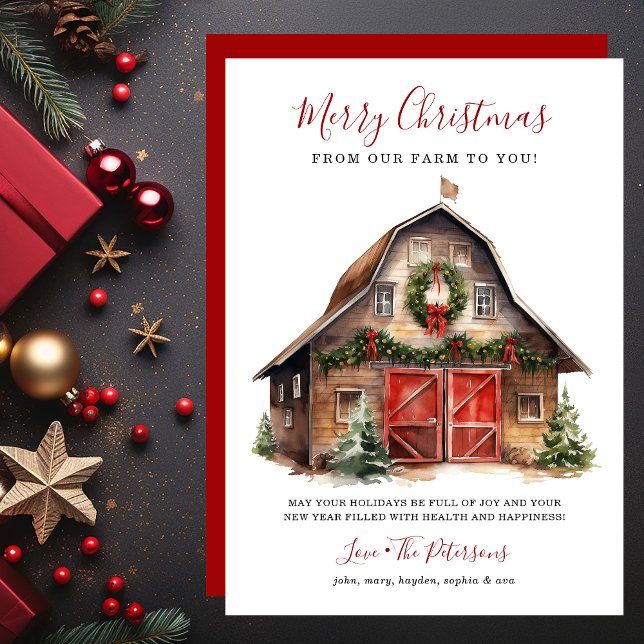 Rustic Winter Barn Christmas Holiday Card (Creator Uploaded)