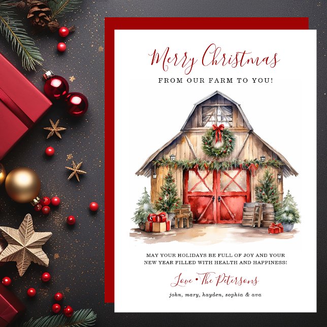 Rustic Winter Barn Christmas Holiday Card (Creator Uploaded)