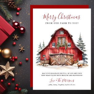 Rustic Winter Barn Christmas Holiday Card