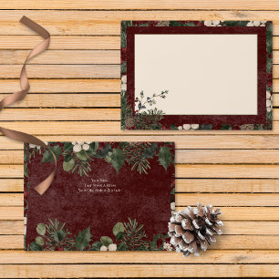 Rustic Winter Berries & Pine Burgundy Wedding Envelope
