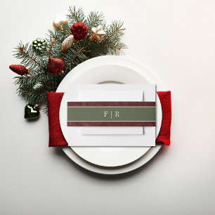 Rustic Winter Berries & Pine Burgundy Wedding Invitation Belly Band