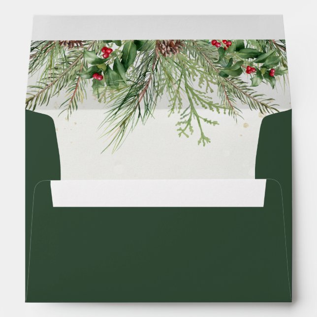 Rustic Winter Berries Pine Cone Greenery Envelope (Back (Bottom))