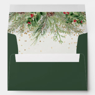 Rustic Winter Berries Pine Cone Greenery Envelope