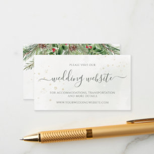 Rustic Winter Berries Pine Cone Greenery Wedding Enclosure Card