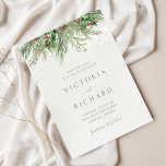 Rustic Winter Berries Pine Cone Greenery Wedding Save The Date<br><div class="desc">Beautiful Save the date card featuring hand-painted botanical watercolor illustrations of winter greenery,  pine and spruce branches,  cones and holly berries. Perfect choice for winter or Christmas holiday themed weddings.</div>