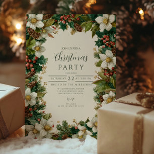 Rustic Winter Berry Christmas Party Invitation