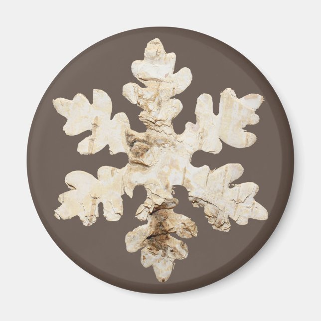 Rustic winter Birchwood snowflake brown white Magnet (Front)