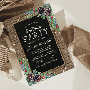 Rustic Winter Birthday Party Invitation