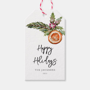 Rustic Winter Botanical Christmas Gift Tag