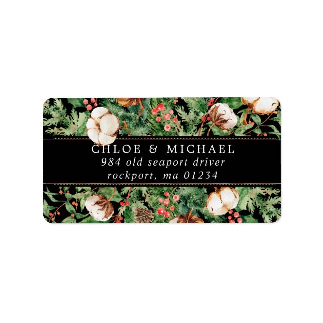 Rustic Winter Botanical Wedding Mailing Label (Front)