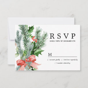 Rustic Winter Botanical Wedding RSVP Card