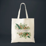 Rustic Winter Botanical Wedding Welcome Tote Bag<br><div class="desc">Welcome your wedding party and guests to your wedding weekend with this very pretty personalised tote bag. The bride and groom names are written in large traditional text, while your welcome statement is written in a trendy script. The design is on both sides of the tote bag. Perfect for a...</div>