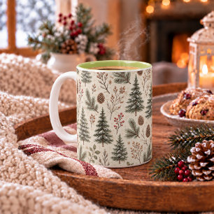 Rustic Winter Botanical Woodland Two-Tone Coffee Mug
