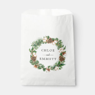 Rustic Winter Botanical Wreath Custom Wedding Favour Bag
