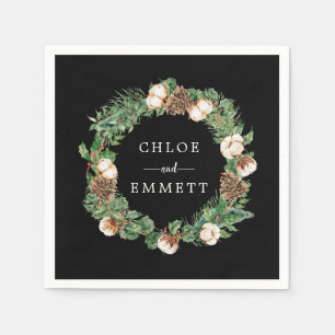 Rustic Winter Botanical Wreath Custom Wedding Napk Napkin