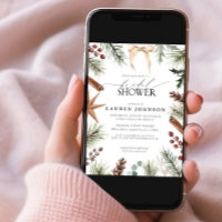 Rustic Winter Bow Evergreen Berry Bridal Shower
