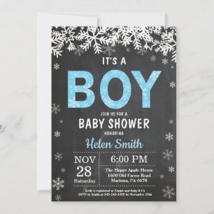 Rustic Winter Boy Baby Shower Invitation