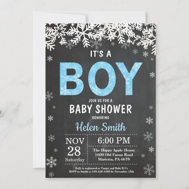 Rustic Winter Boy Baby Shower Invitation (Front)