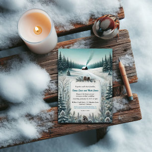 Rustic Winter Cabin Wedding Invitation