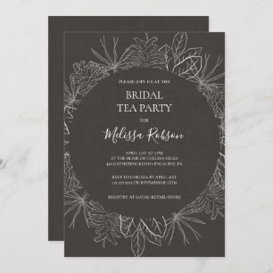 Rustic Winter Charcoal Bridal Tea Party Invitation