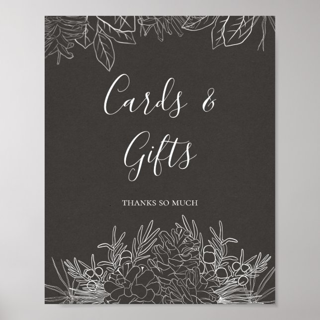 Rustic Winter | Charcoal Cards and Gifts Sign (Front)