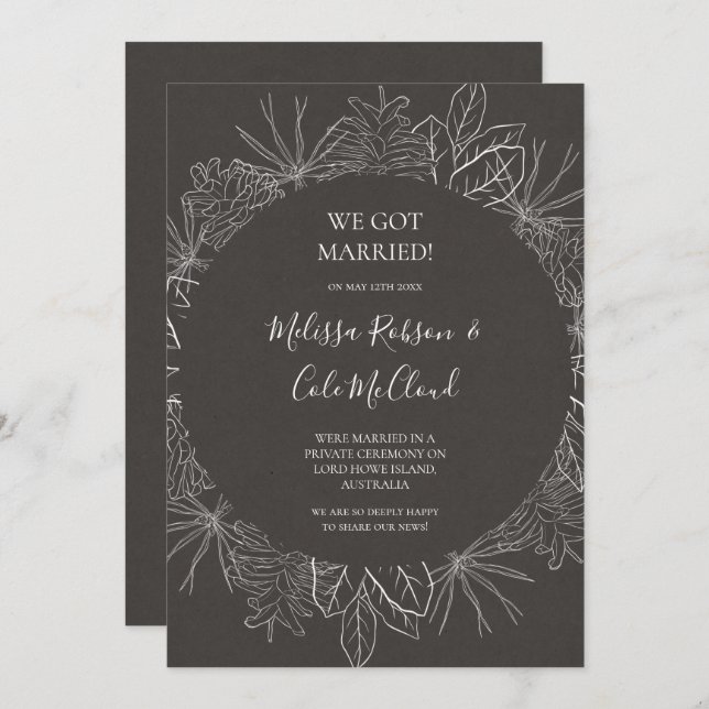 Rustic Winter | Charcoal Elopement Announcement (Front/Back)