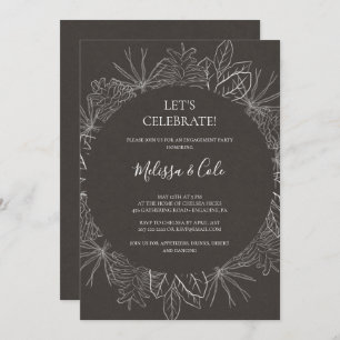 Rustic Winter Charcoal Let's Celebrate Invitation
