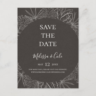 Rustic Winter   Charcoal Save The Date Postcard