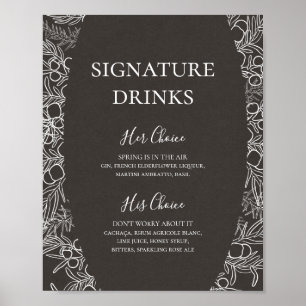 Rustic Winter   Charcoal Signature Drinks Sign