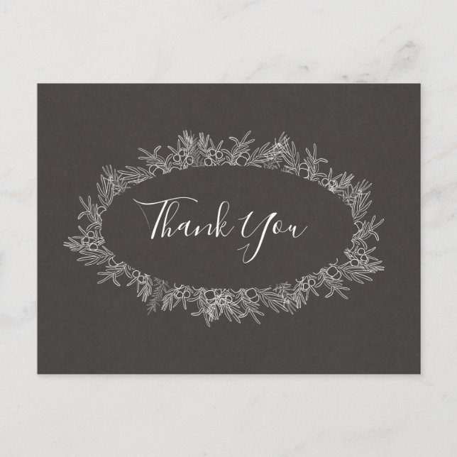Rustic Winter | Charcoal Thank You Postcard (Front)
