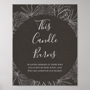 Rustic Winter   Charcoal This Candle Burns Wedding Poster
