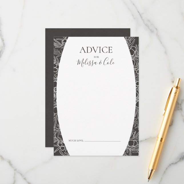Rustic Winter | Charcoal Wedding Advice Card (Front/Back In Situ)