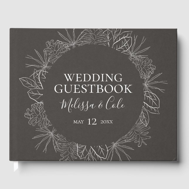 Rustic Winter | Charcoal Wedding Guest Book (Front)