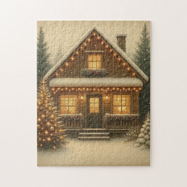 Rustic, winter/Christmas cabin Jigsaw Puzzle (Vertical)