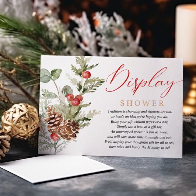 Rustic winter Christmas foliage display shower Enclosure Card (Creator Uploaded)