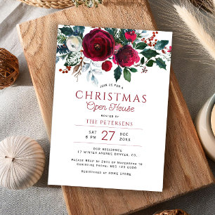 Rustic winter Christmas open house holiday party Invitation