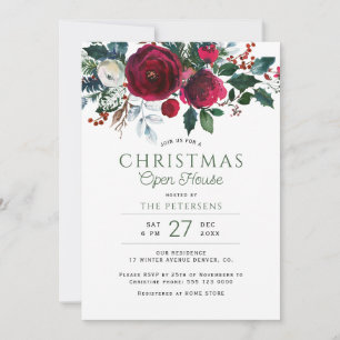 Rustic winter Christmas open house holiday party Invitation