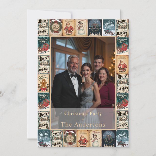 Rustic Winter Christmas Photo Party Invitation (Front)