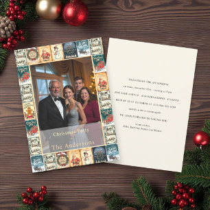 Rustic Winter Christmas Photo Party Invitation