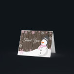 Rustic Winter Christmas Snowman Pink Thank You Card<br><div class="desc">Rustic Winter Christmas Snowman Pink Thank You Card</div>