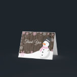 Rustic Winter Christmas Snowman Pink Thank You Card<br><div class="desc">Rustic Winter Christmas Snowman Pink Thank You Card</div>