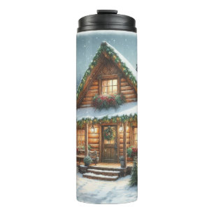 Rustic Winter/Christmas snowy cabin Thermal Tumbler