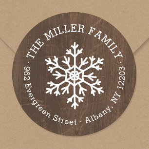 Rustic Winter Circle Return Address Label